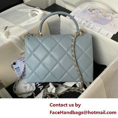 Chanel Grained Calfskin  &  Gold-Tone Metal Small Flap Bag with Top Handle AS4711 Light Blue 2025